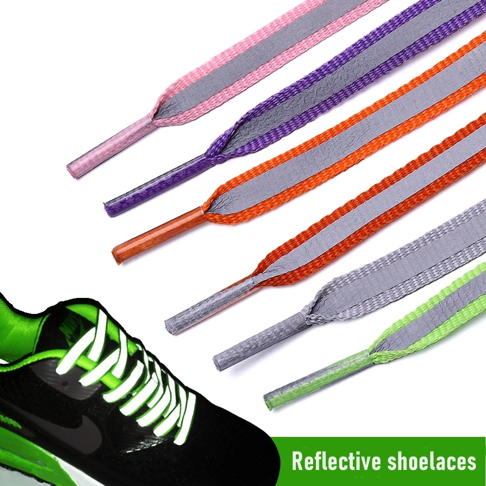 1Pair Flat 5 colors Shoelaces Reflective Laces Sneaker Shoestrings Running Shoelace Unisex Fashion Shoe laces