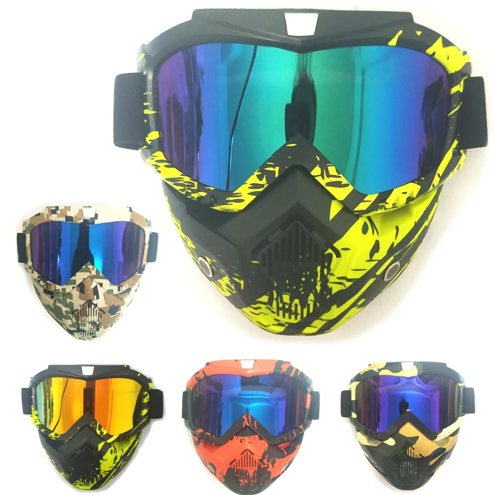 

Men Women Modular Ski Snowboard Mask Snowmobile Skiing Goggles Windproof Motocross Glasses Safety Goggles with Mouth Filter