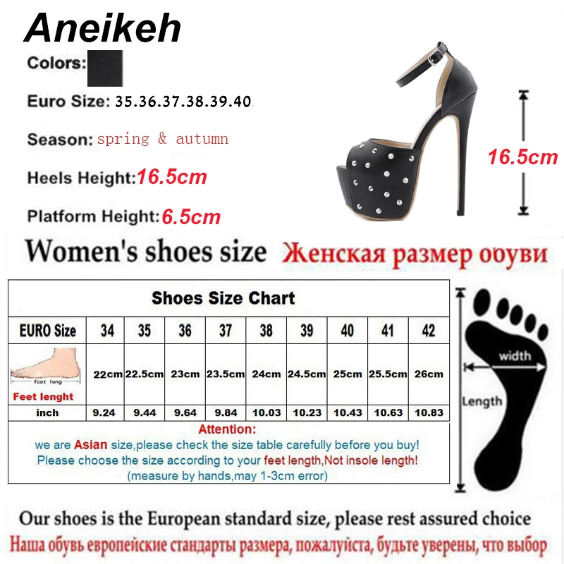 Aneikeh 2024NEW Rivet Platform PU Head Peep Toe caviglia-Wrap sandali con tacco a spillo Sandalias De Las Mujeres Buckle Party novità