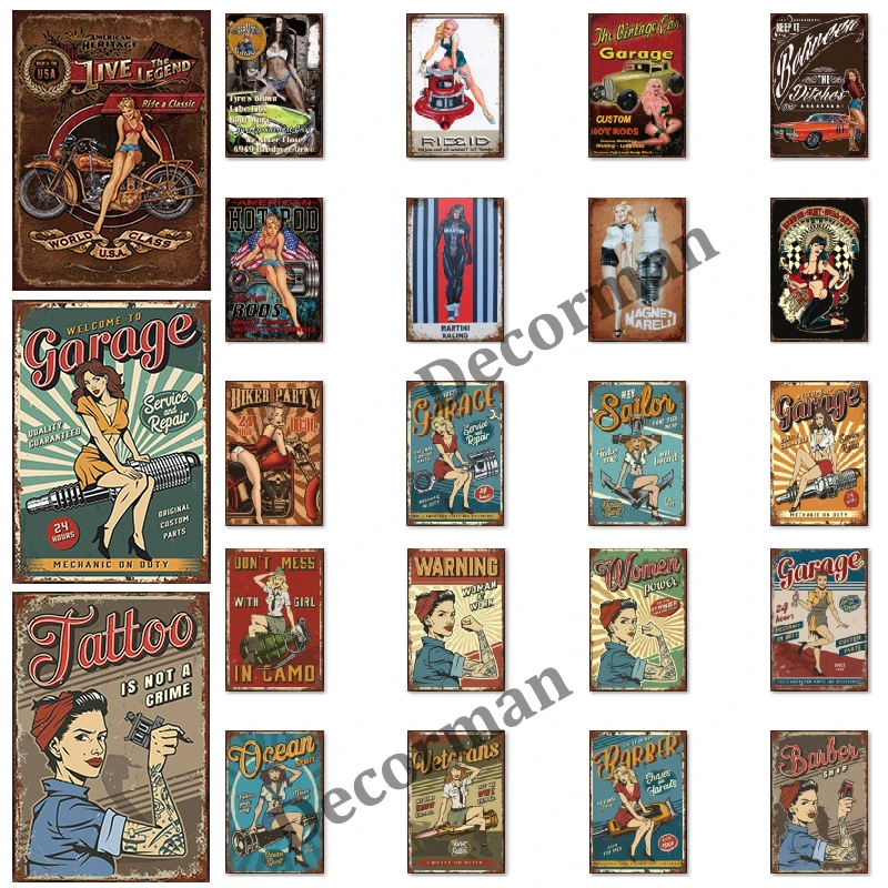 [ Mike86 ] TATTOO GARAGE BARBER SAILOR Tin  Sign Antique Wall Posters iron Painting Gift art decor for PUB LTA-1758 20*30 CM