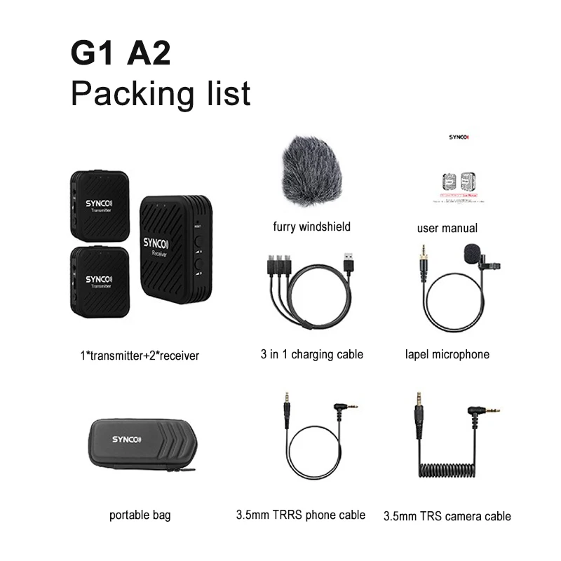 SYNCO G1 A1 G2 A2 G2A2 المهنية اللاسلكية التلبيب ميكروفون نظام آيفون محمول DSLR اللوحي كاميرا يوتيوب تسجيل