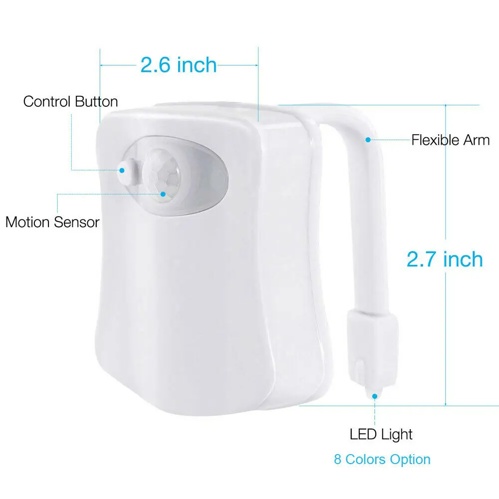 PIR Motion Sensor 8 Colors Smart Toilet Seat Night Light Waterproof Backlight For Toilet Bowl LED Luminaria Lamp Toilet Light