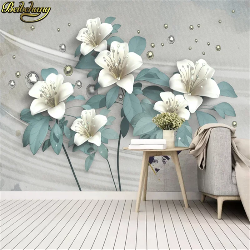 beibehang Custom photo wallpaper murals three-dimensional relief jewelry flowers European 3D background wall paintings