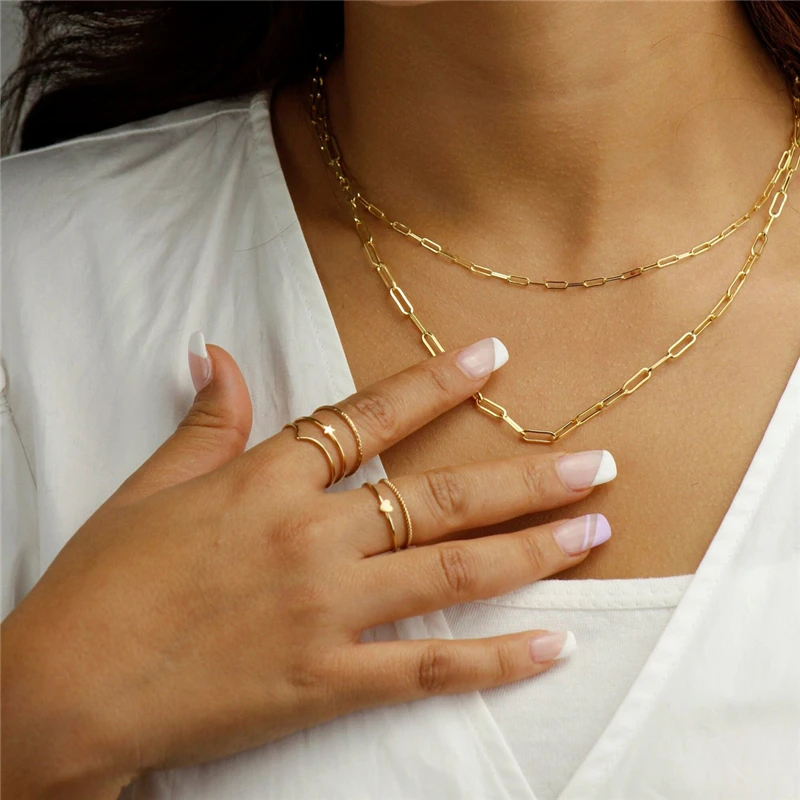 Pierścionek z 14-karatowego złota, wypełniony złotem, 3,5 mm, w kształcie gwiazdy, do noszenia warstwowego, biżuteria w stylu boho, minimalistyczny pierścionek na paliczek, anillos mujer, złote akcesoria, pierścionki damskie. — zdjęcie 6
