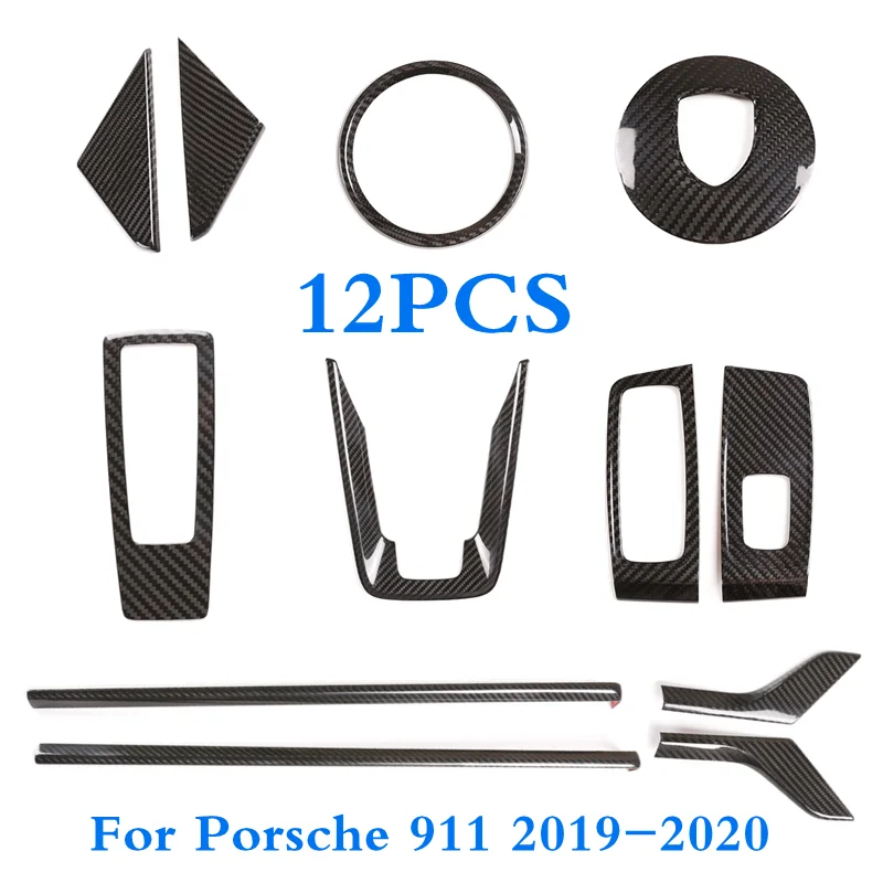 

Real Carbon Fiber Interior Cover Trim Kit 12pcs Fit For Porsche 911 2019-2020