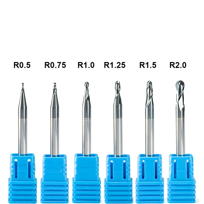 

Концевая фреза с 2 канавками R0.5 R0.75 R1 R1.25 R1.5 R2.0, 6 шт.