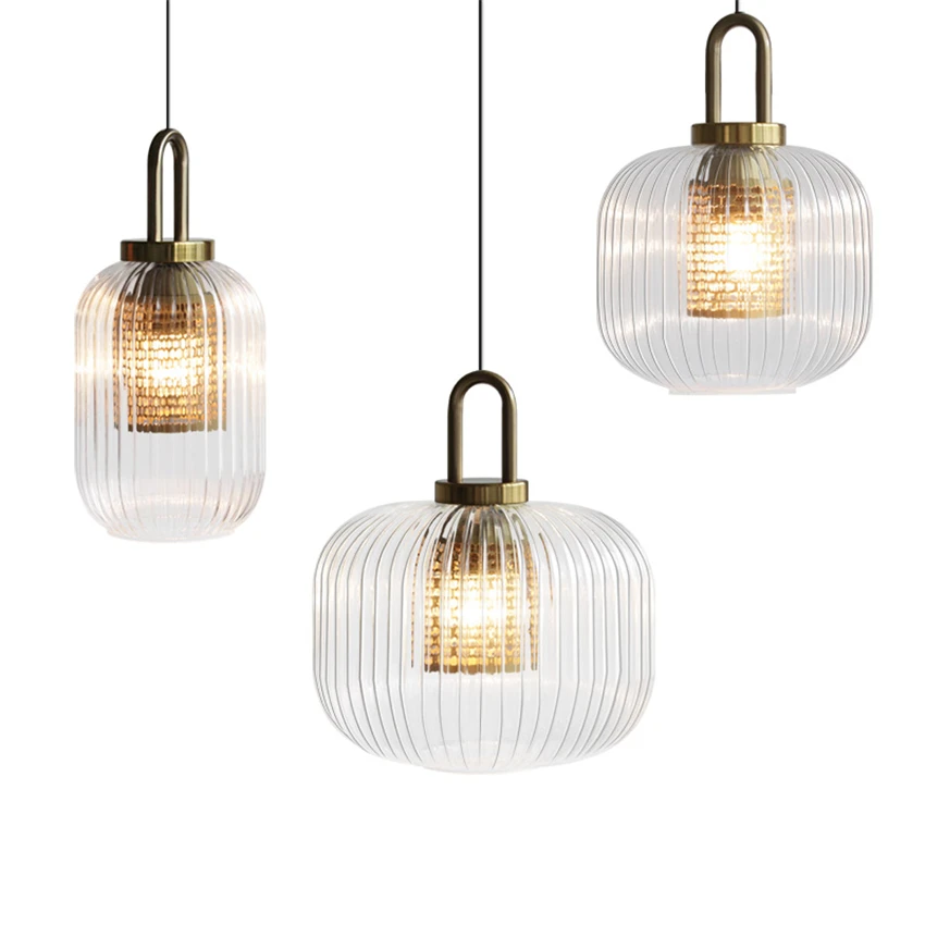 

Designer glass tank luxury pendant lights modern dining room bar lamp American bedroom hanging iron mesh pendant lamps lighting