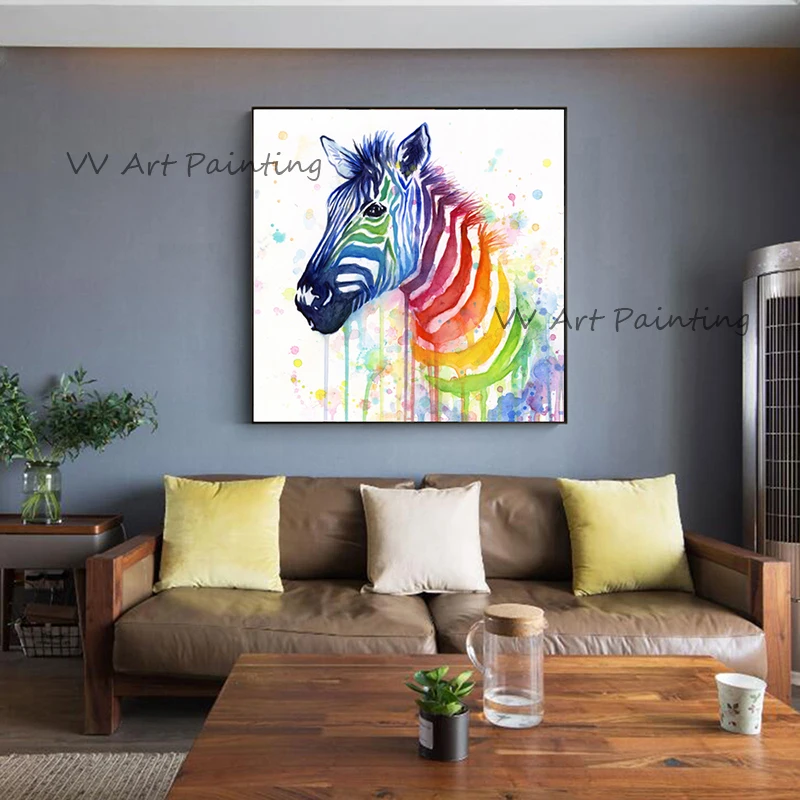 

Handmade Abstract Animal Art Oil Painting On Canvas Modern Color Zebra Paintings For Living Room Decor Modern Child Art Pictures