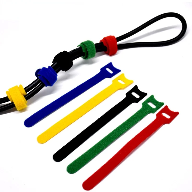 Self adhesive Hook Tie Storage Binding Tape Colorful Nylon Magic Cable Tie Belt Management Tape For electric equipment