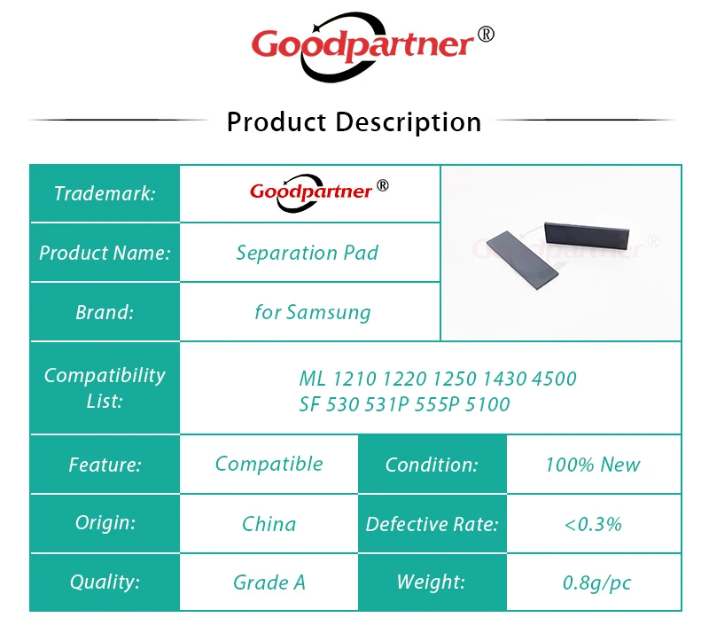 10X JC72-00124A JC97-01486A Separation Pad for Samsung ML 1210 1220 1250 1430 4500 5000A 5100A 808 SF 530 531P 555P 5100