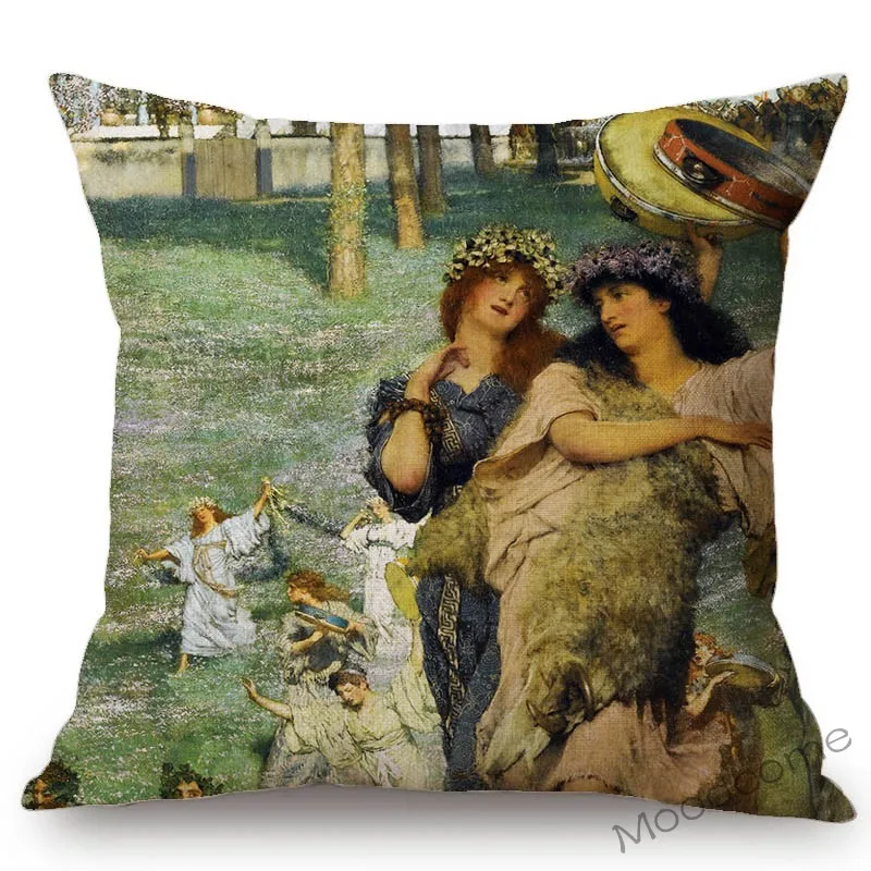 Alma-Tadema Aestheticism Ancient Rome Luxury Life Elegant Woman Lady Cotton Linen Sofa Cushion Cover Home Decor Art Pillow Case