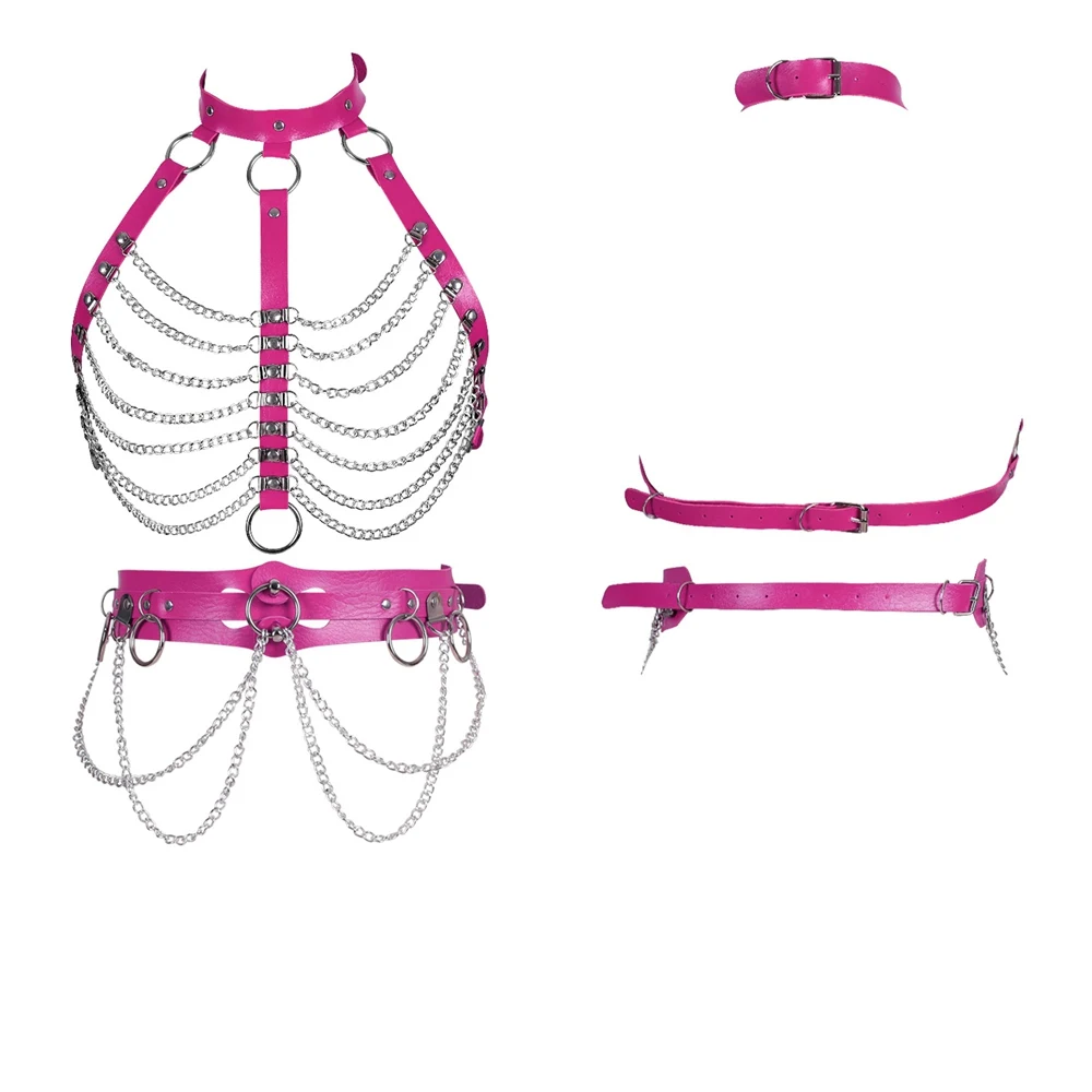 Sabuk Pedang Set Lingerie Seksi Bdsm Atasan Bra Harness Wanita Suspender Kulit Perbudakan Erotis Aksesori Rantai Garter Pernikahan