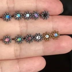 9Color Labret Piercing Ring 316 Stainless Steel Internal Thread Silver Gold Flower Opal Lip Daith Helix Conch Tragus Jewelry