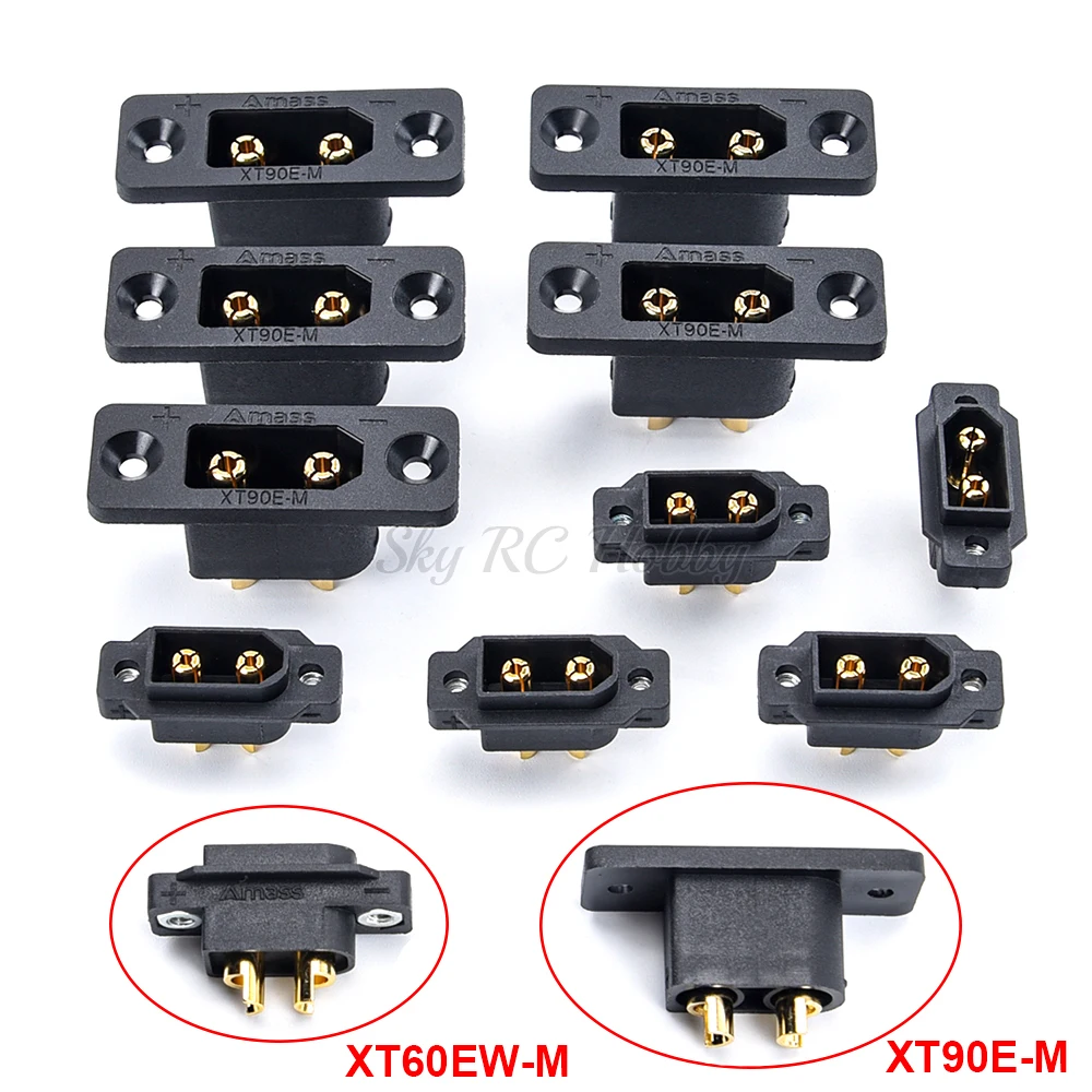 5PCS 10PCS Amass XT90E-M XT60EW-M Battery Plug Gold-plated Male Connector DIY Connecting Parts for RC Aircraft Drone Accessories