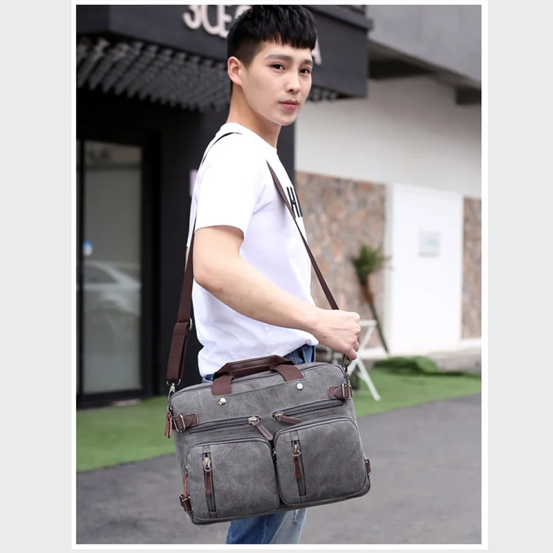 Imagem -05 - Negócio Portátil Masculino Bolsa de um Ombro Crossbody Retro Casual Lona Grande Multi-bolso Capacidade Viagem Mochila 2023 Novo