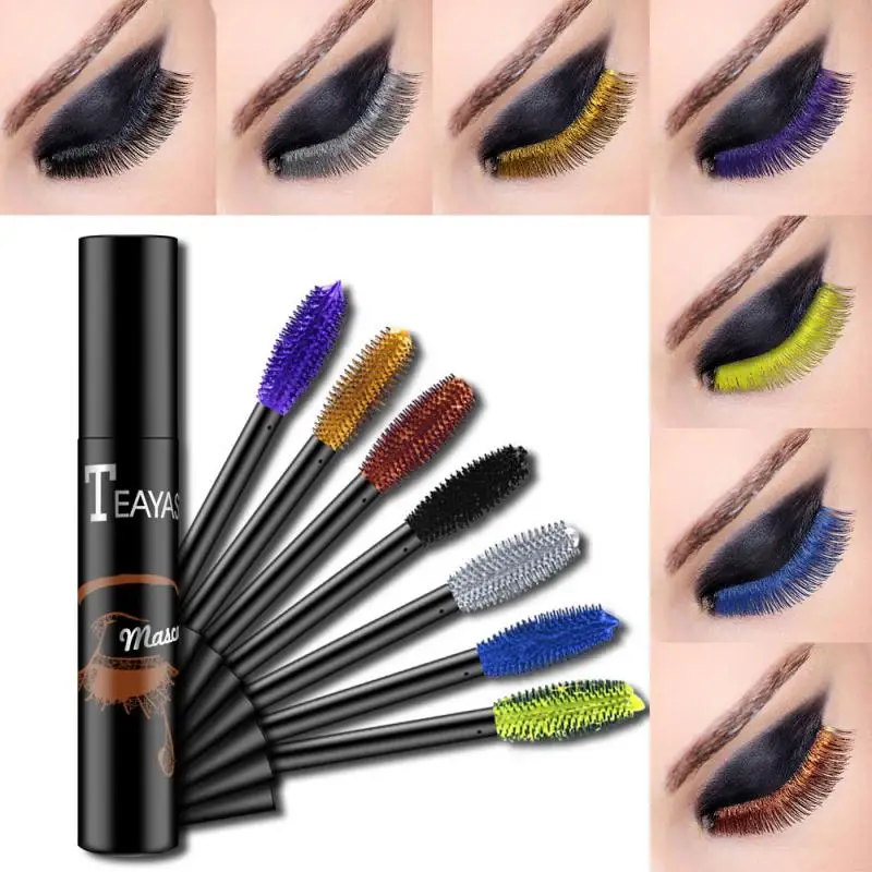 Professional Makeup Color Mascara Waterproof Fast Dry Eyelashes Curling Lengthening Makeup Eye Lashes Blue Purple Mascara TSLM1