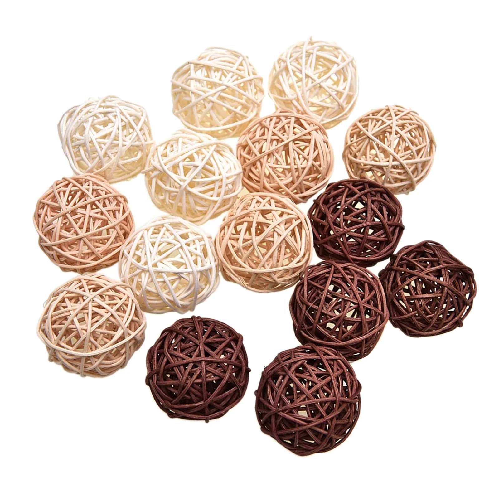 15 Pieces Wicker Rattan Balls Decorative Orbs Vase Fillers for Craft DIY