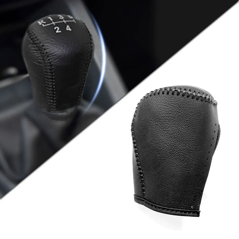 For Skoda Rapid 2013 2014 2015 Fabia 2015 MT Non-Slip Leather Hand Brake Shift Knob Cover Gear Case Car Decor Shift Knob Shell