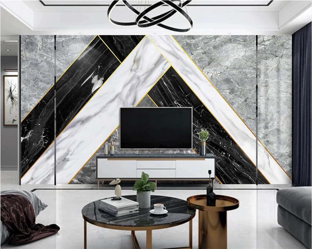beibehang Customized modern bedroom living room decoration painting combination marble TV background wallpaper papier peint