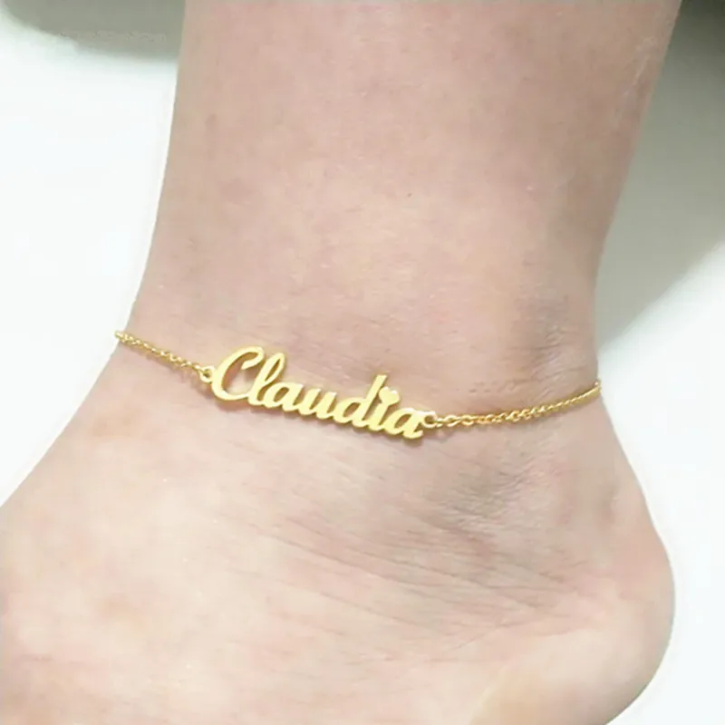 Personalized Name Custom Anklet For Women Men Gold Color Letter Stainless Steel Leg Chain Female Bracelets Anklets Foot Jewelry