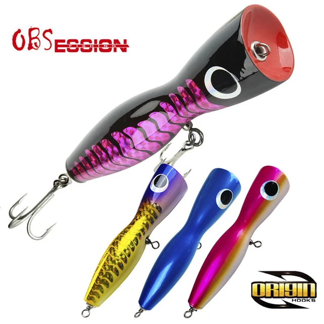 Obsession120g Topwater Wooden Popper Surface Popping Lure Deep Sea Chugger  Boat Fishing Bait Ocean Angling Trolling Fishing Lure - Fishing Lures -  AliExpress