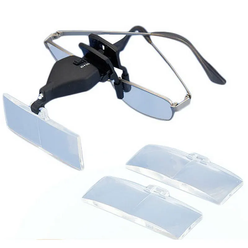 1.5X 2.5X 3.5X Multi Power Illuminated Eyeglasses Clip Magnifier Third Hand Lighted Magnifying Glass Low Vision Loupe