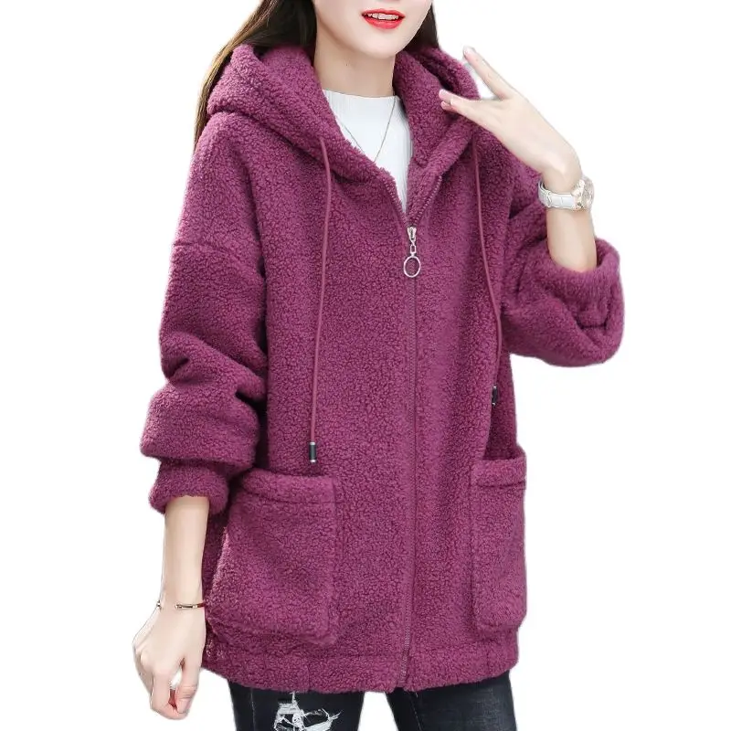 Imitation Lamb Velvet Sweater Women Fleece 2024 New Autumn Winter Loose Korean Version Of The Cardigan Thick Lamb Wool Coat