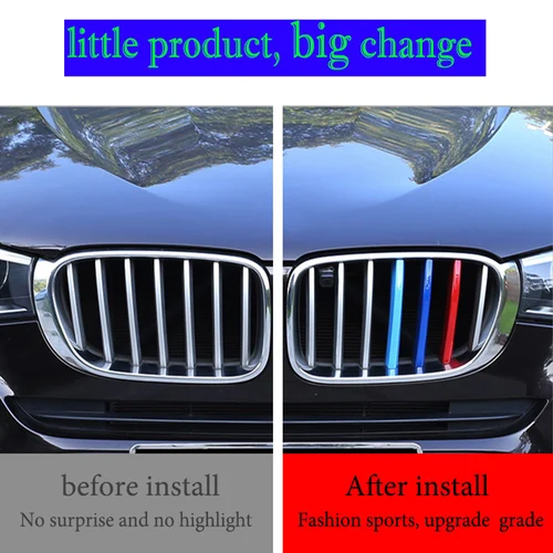 Imagen 2 del producto Tira de moldura para rejilla de coche, accesorio para BMW X1 X2 X3 X4 X5 X6 X7 E84 F48 F49 F39 E83 F25 G01 F26 G02 E70 F15 E53 G05 E71 E72 F16 G06 G07, 3 piezas