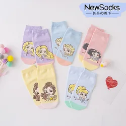 Summer Cute Children's Socks Princess Socks Mermaid Princess Anna Snow White Cute Cotton Non-slip Shoes Girls Cartoon Socks