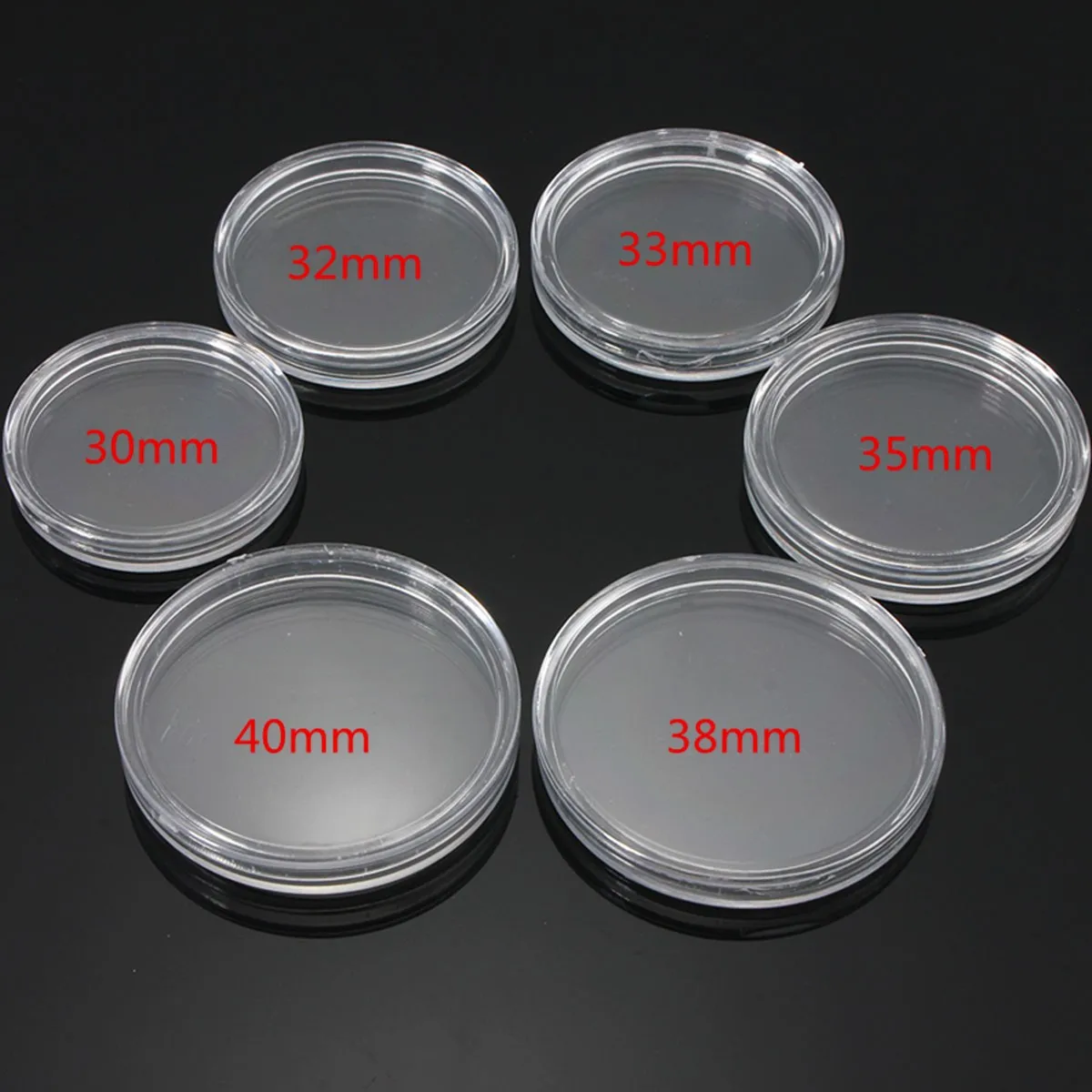 50 Pieces Of Transparent Coin Capsule Craft Container Storage Collection Box Frame Diameter 30mm 32mm 33mm 35mm 38mm 40mm Round