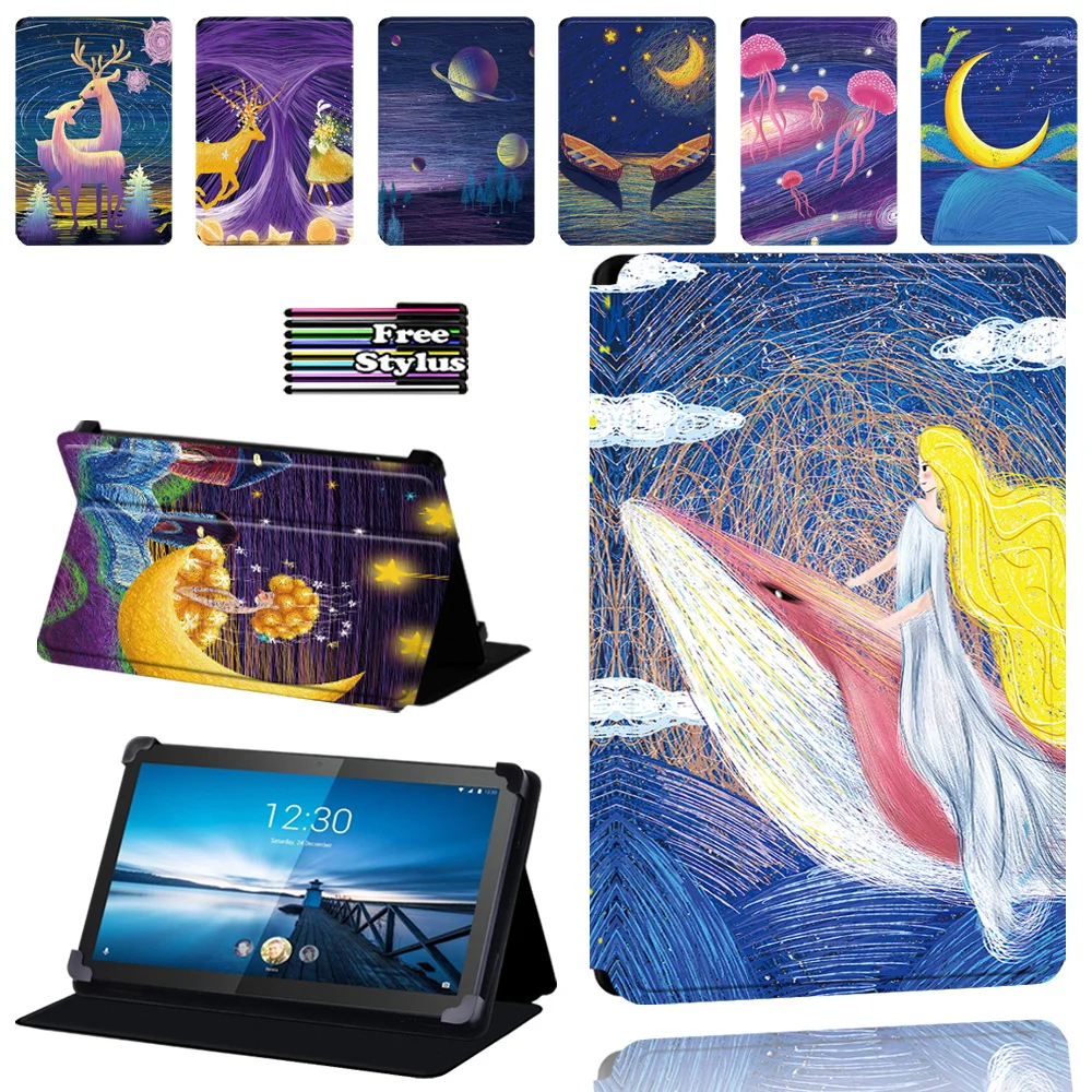 

Case for Lenovo Smart Tab M8 8 "/Tab M10 10.1" Anti-fall Foldable PU Leather Tablet Stand Cover Case + Pen