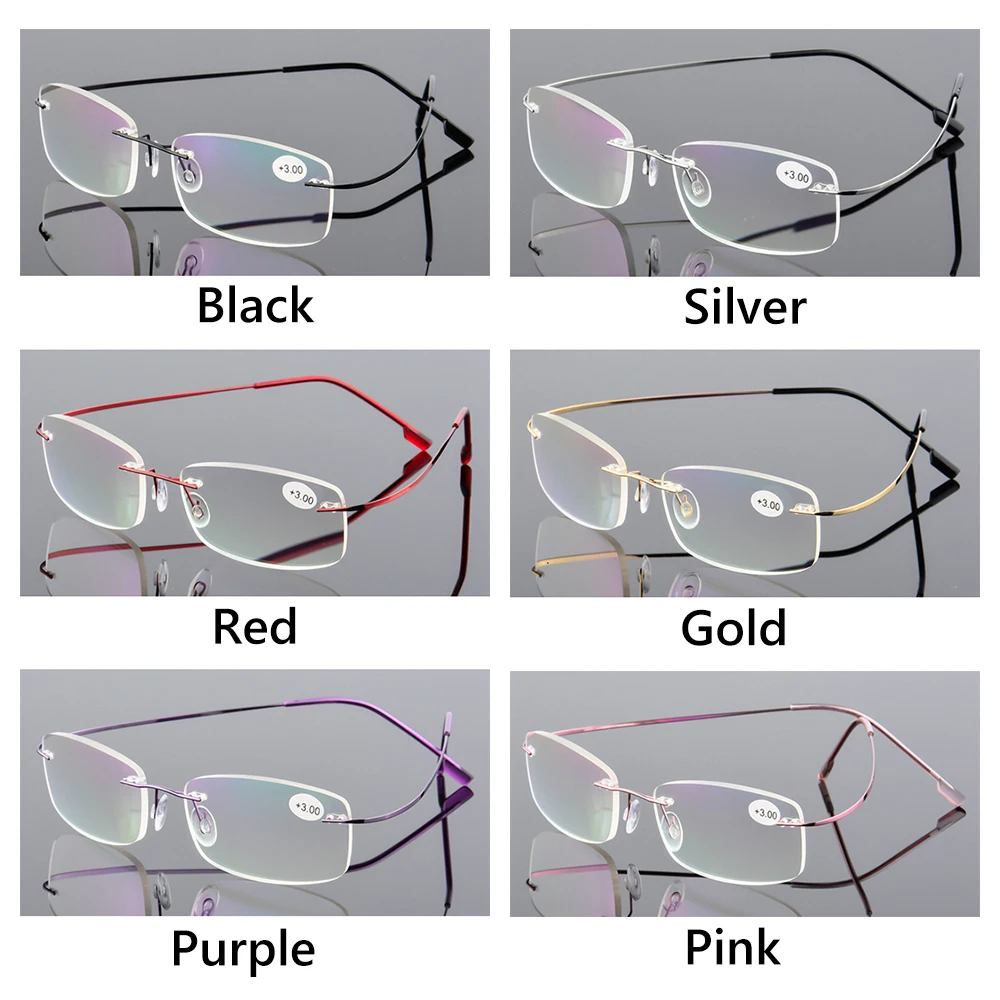 2022 Hot elastyczne Ultralight Rimless okulary do czytania pamięci tytanu okulary magnetyczne okulary Presbyopic siła + 1.0 ~ + 4.0 — zdjęcie 6