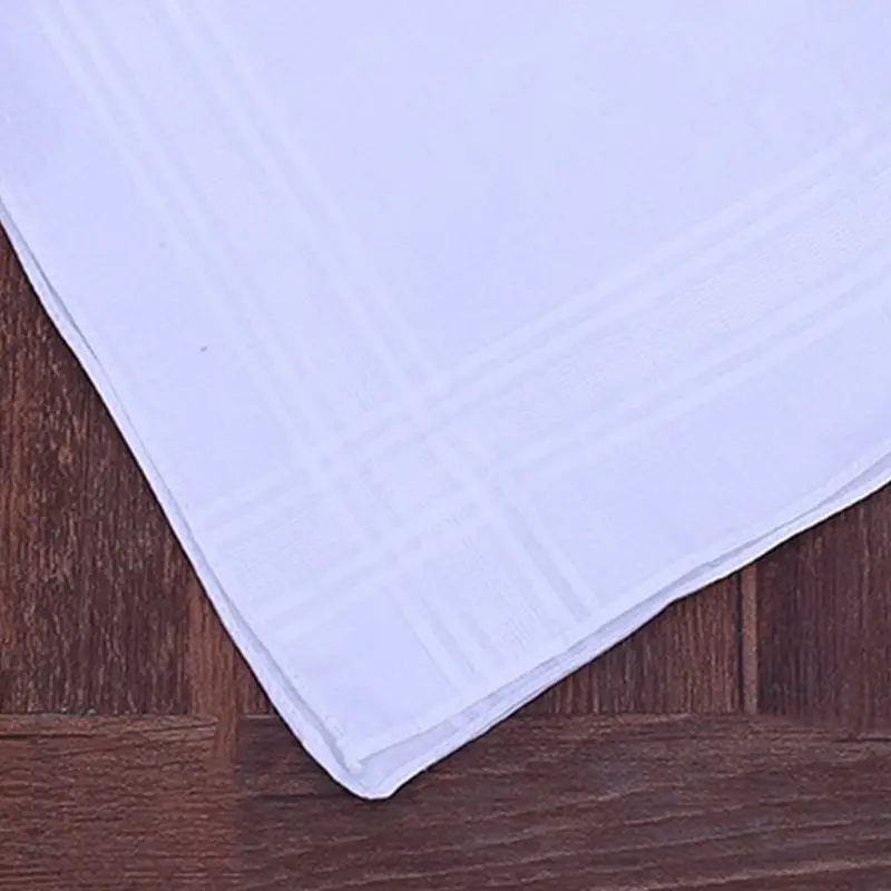 12Pcs/Set 40x40cm Men Women Cotton Handkerchiefs Pure White Classic Hankies Jacquard Striped Pocket Square Towel DIY Painting