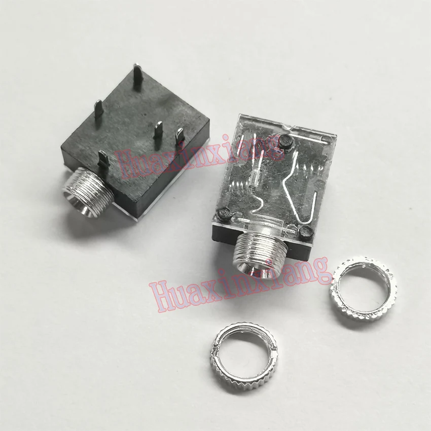 100PCS/Lot PJ-324M 3.5MM Stereo Audio Socket/Jack Connector with Nut 5Pin PCB Panel Mounting For Headphone