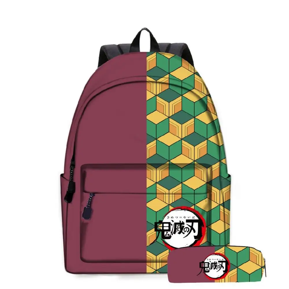 2pcs/Set Anime backpack Cosplay Demon Slayer Kimetsu no Yaiba Kamado Tanjirou Kamado Nezuko Agatsuma School Bag Anime Mochilas