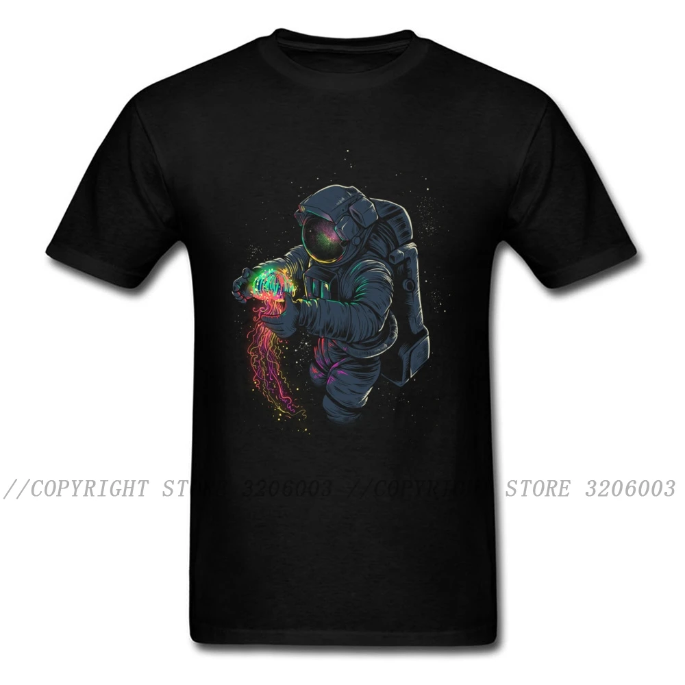 Mens T-shirts JellySpace T Shirt Novelty Design Men Tshirt Jellyfish Astronaut Print Summer Clothes Cotton Top Tee Drop Shipping