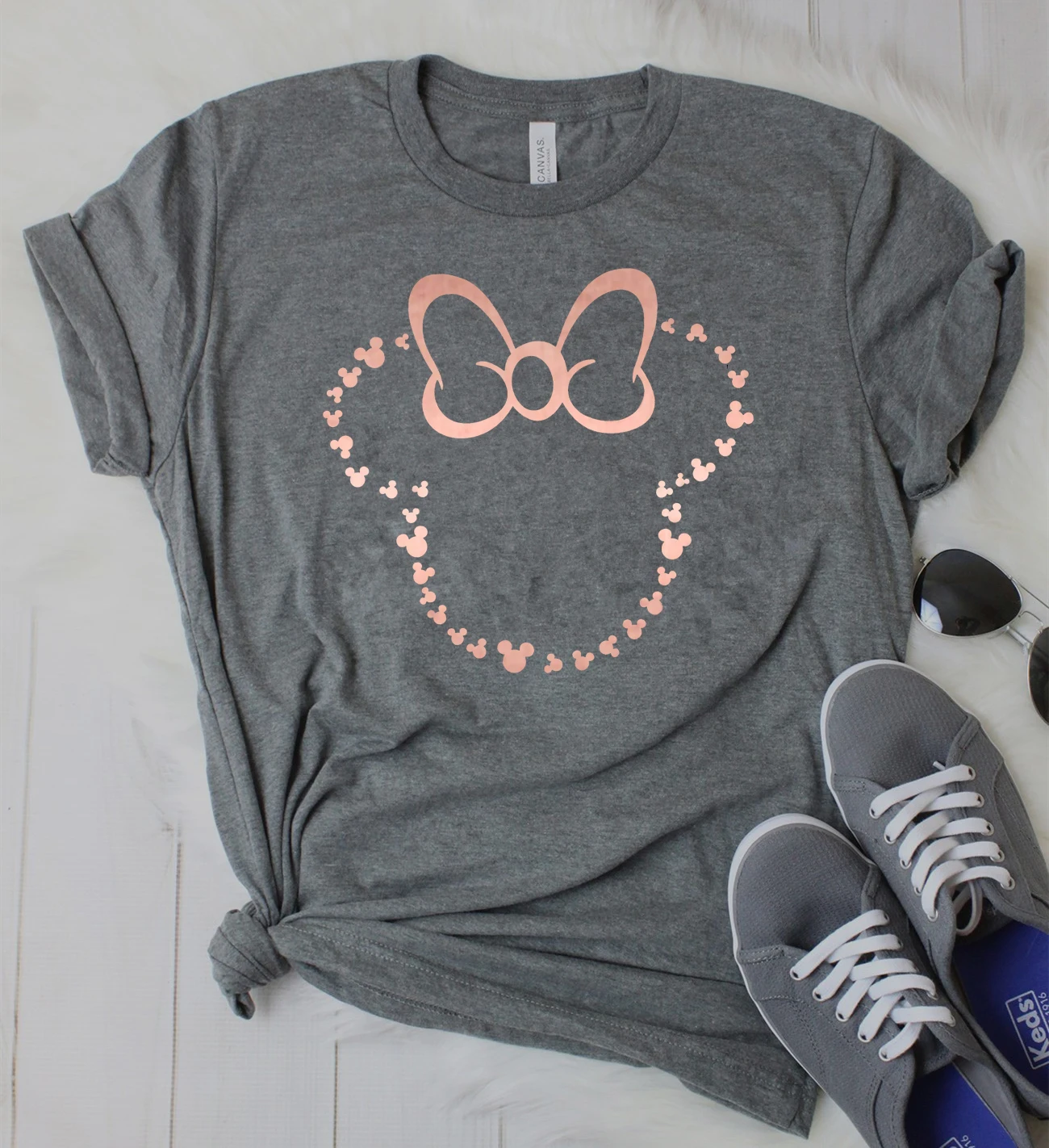 2020 Rose Gold Minnie T-shirt Cute Mouse Minnie Graphic Tee Girls Tumblr Shirt Family Matching Shirts Cute Holiday Tees