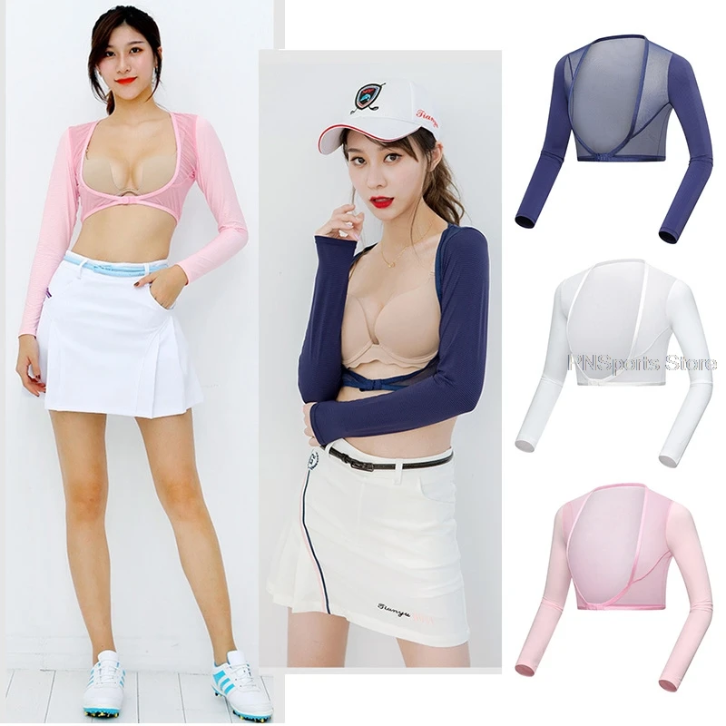 

Women Golf Ice Silk Cuff Ladies Arm Sunscreen Uv Protection Shawl Long-Sleeved Bottom Shirt Cape Sleeve Summer Bike Cuff Cycling