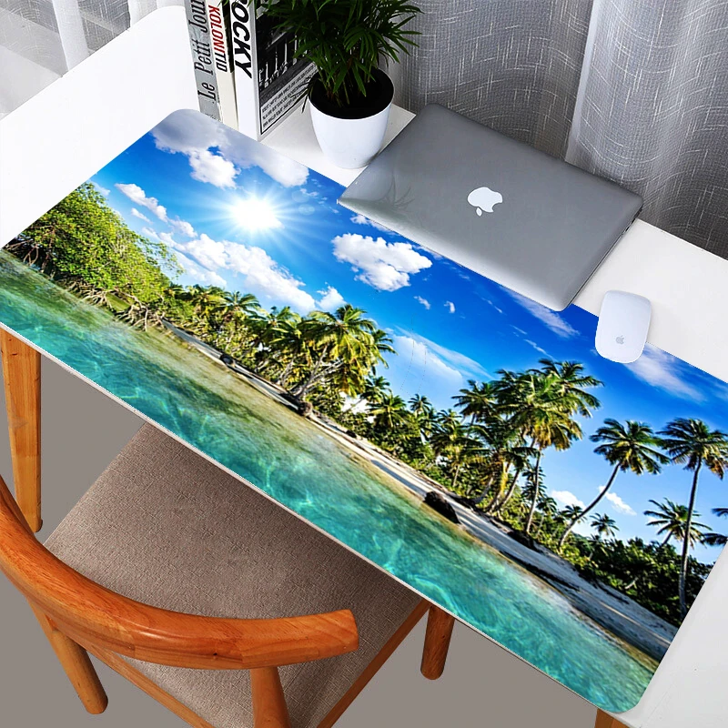 Mouse Pad Tropical Beach Palm Large Game Mousepad L Xl Perfectly Locking The Edge Extended Mousepad Mat Laptop MousePad