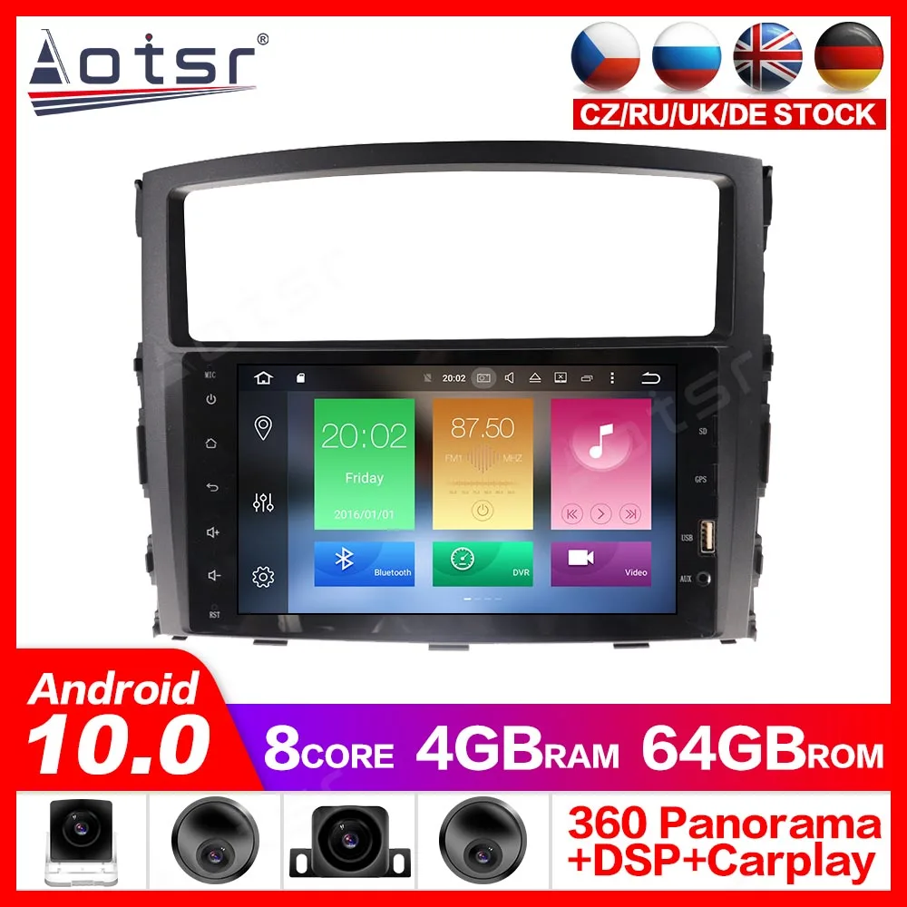 

Android 10.0 GPS Navigation Radio Player for Mitsubishi Pajero 2006-2011 Video Player Stereo Headuint free Built in Carplay dsp