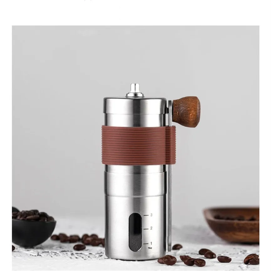 Portable hand coffee machine, 304 stainless steel bean grinder, manual coffee grinder, black ceramic grinding core