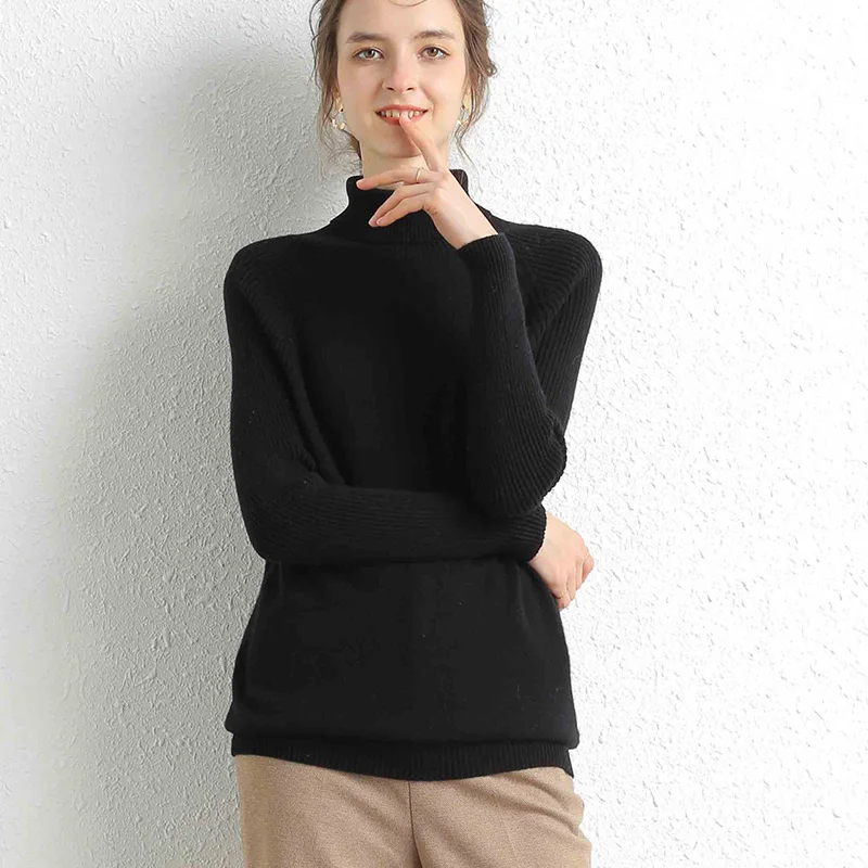 Women Turtleneck Merino Wool Cashmere Sweater Long Sleeves Autumn Winter Sweater Women\'s Knitting Jumper Female Pullover Sweater