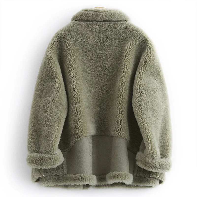 معطف نسائي قصير من فرو الخروف ، معطف فضفاض ، قص قصير ، غمد محبوب ، مع معطف ، مجموعة جديدة 2020