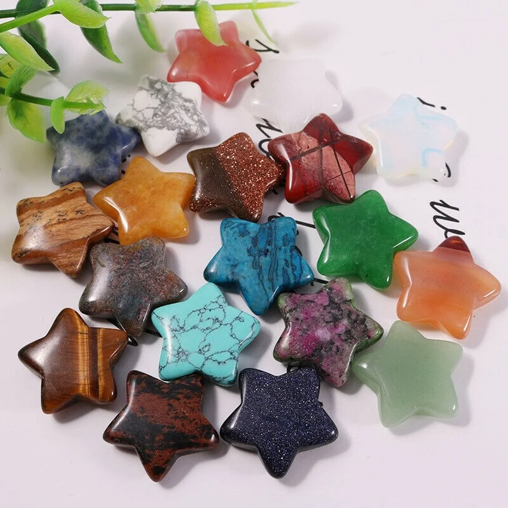 10pcs Natural Quartz Pentagram Stone Five-pointed Star Shape Meditation Healing Crystal Gemstones Home Decor Mixed Color