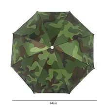 Foldable Rain Umbrella Hat Army Green #2