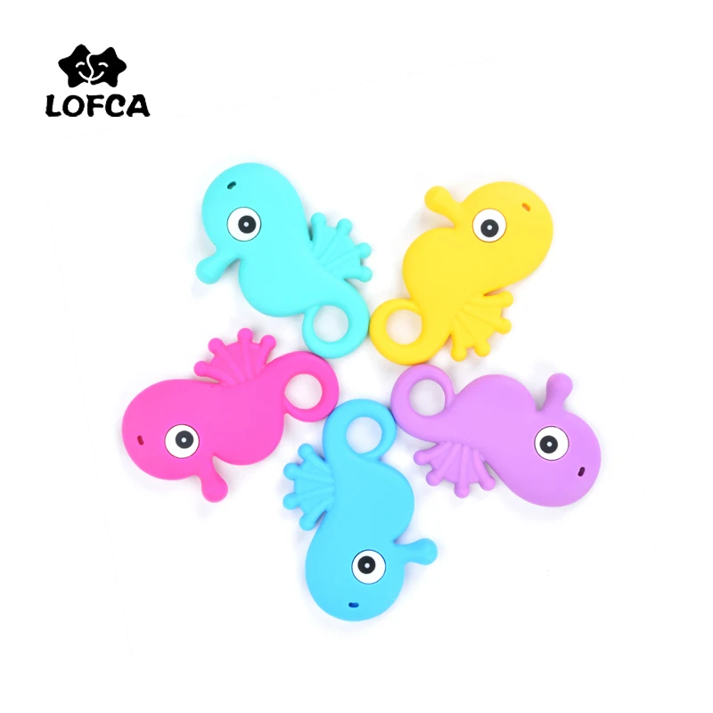 LOFCA 1pcs Baby Teether Silicone Beads BPA Free Food Grade Silicone Animal Shape Pendant Baby Pacifier Chain Teething Toy