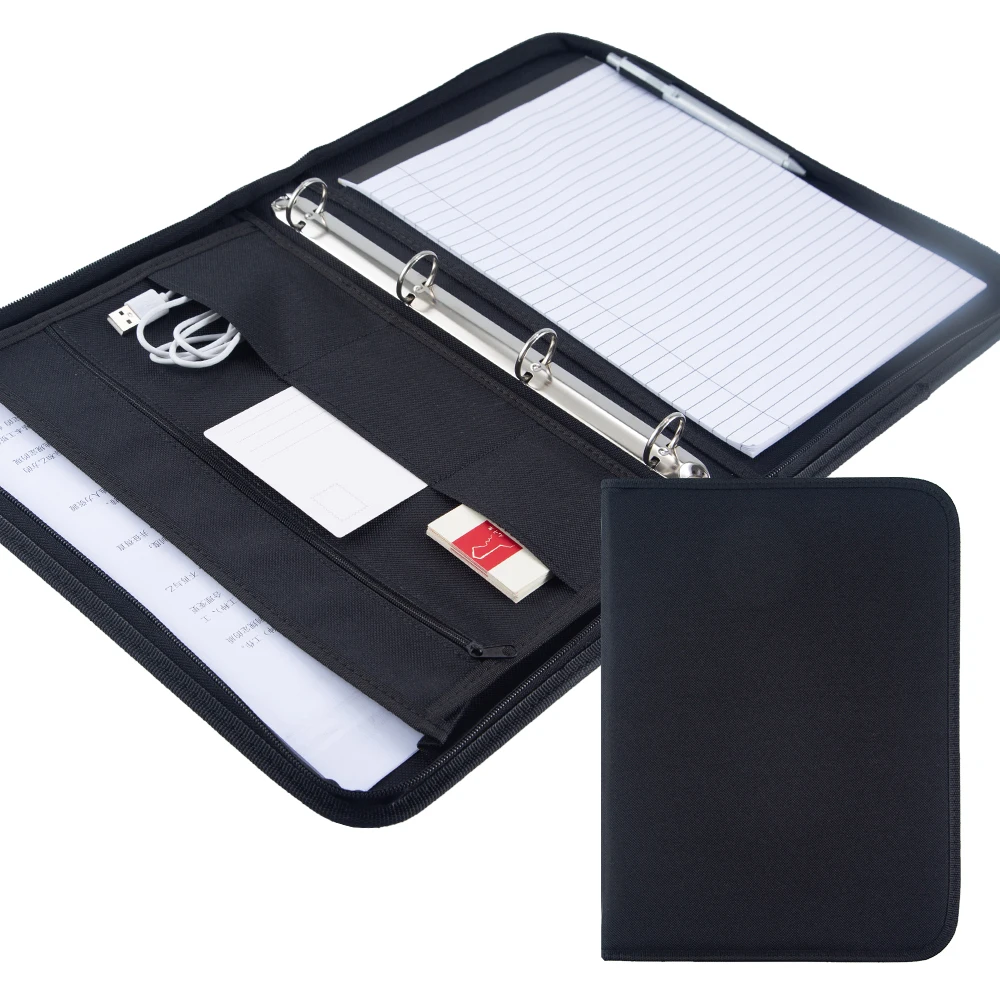 A4 Dokumen Folder File Hitam Oxford Kain Padfolio