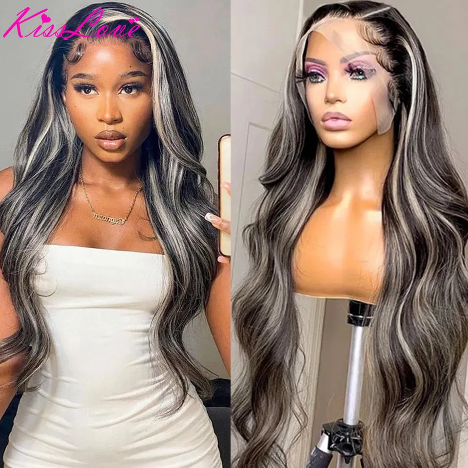 Perruque Lace Closure Wig Remy Naturelle, Body Wave, Ombrée, 4x4, 13x4, 13x6, à Reflets Noirs, Blond 613, pour Femme