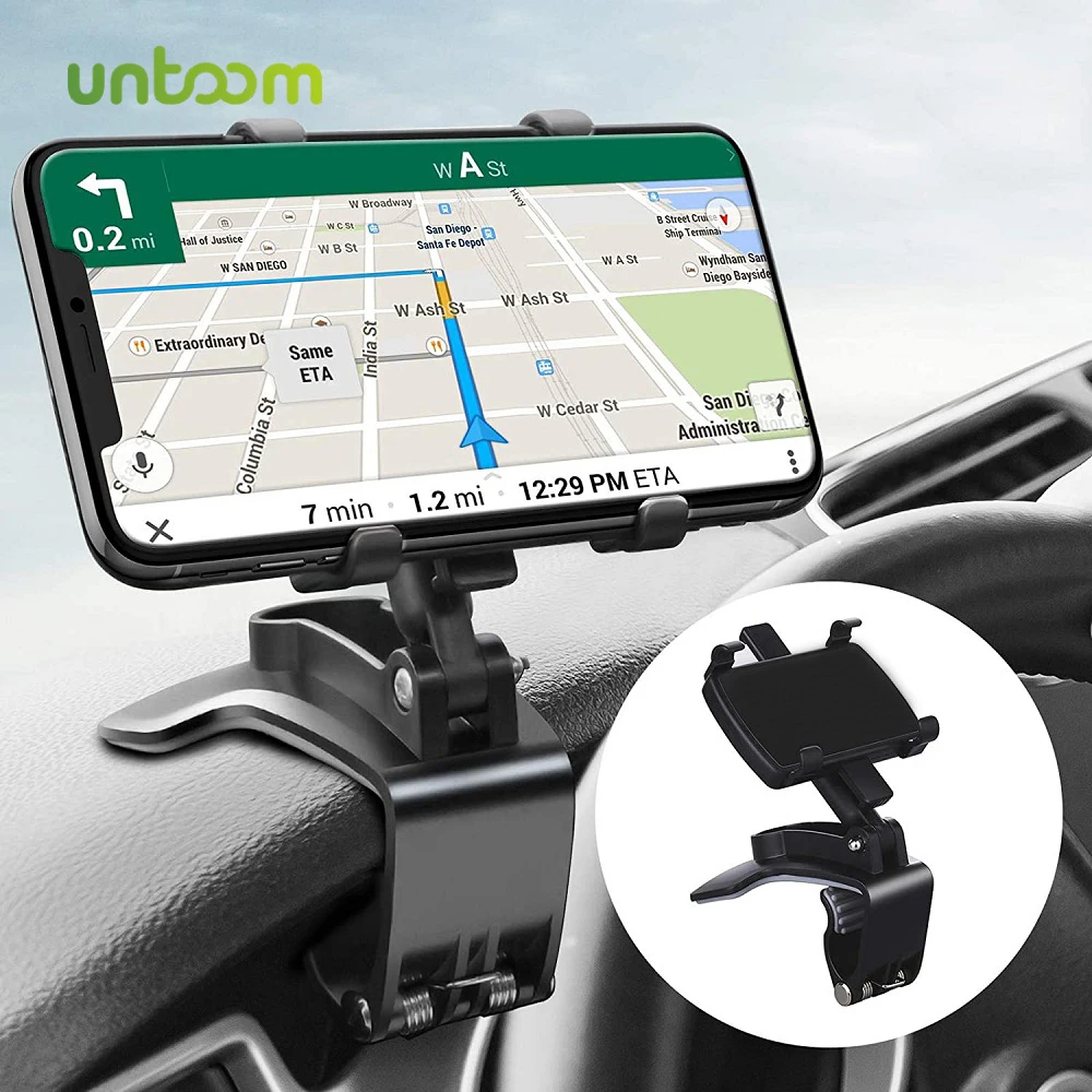 Untoom Car Dashboard Phone Holder 360 Degree Car Rearview Mirror Sun Visor Stand GPS Navigation Bracket Mobile Phone Stand Mount