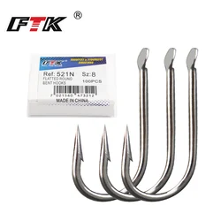 FTK Flatted Round Bent Hooks 100pcs/lot Size1#-Size10# Fishing Hook High Carbon Steel Fishhook For Fishing